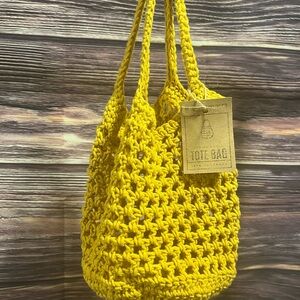 Mustard Yellow Crochet Tote Bag